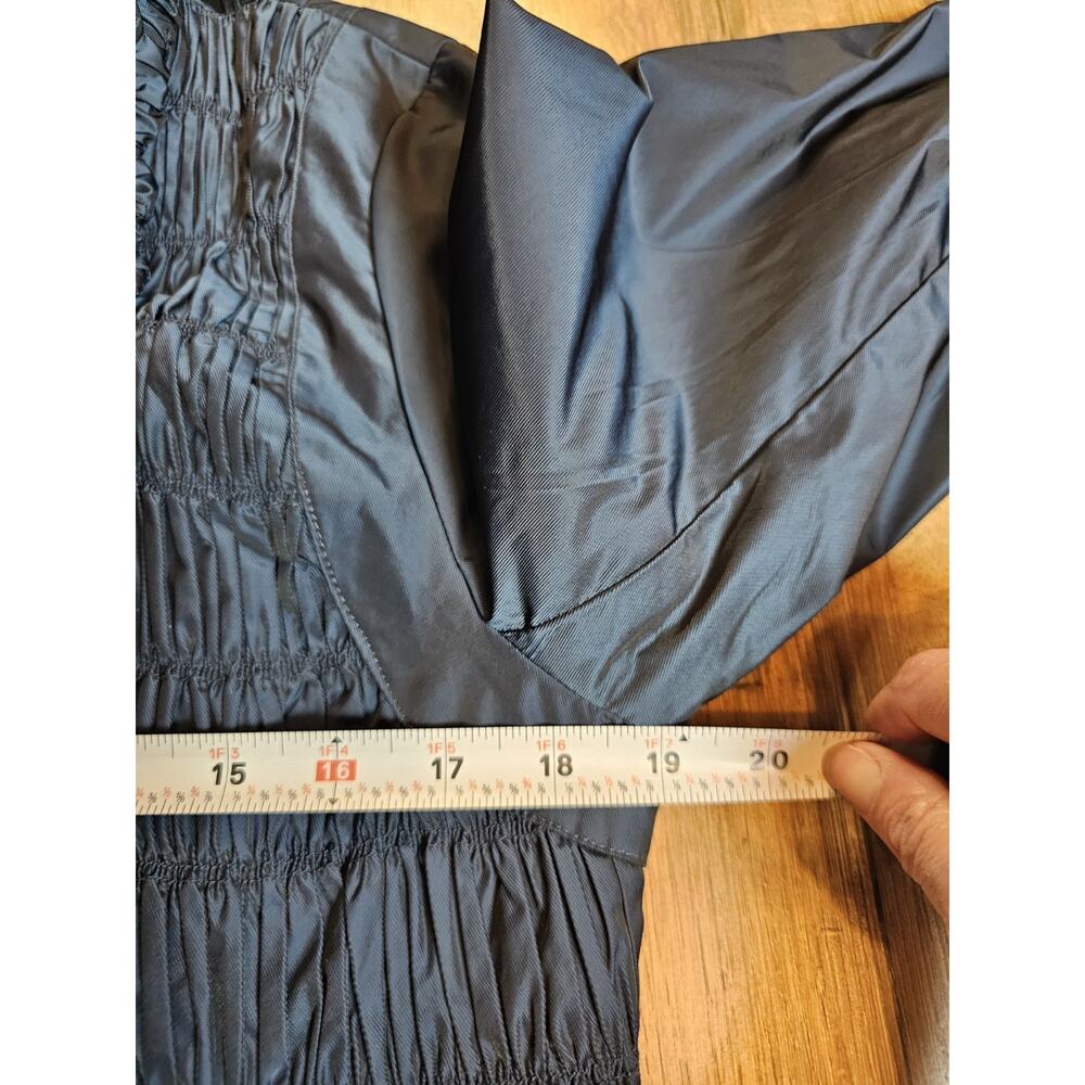 Renuar Pleated Ruffled Zip Up Jacket Women's Size 8 Blue Shiney - Picture 6 of 10